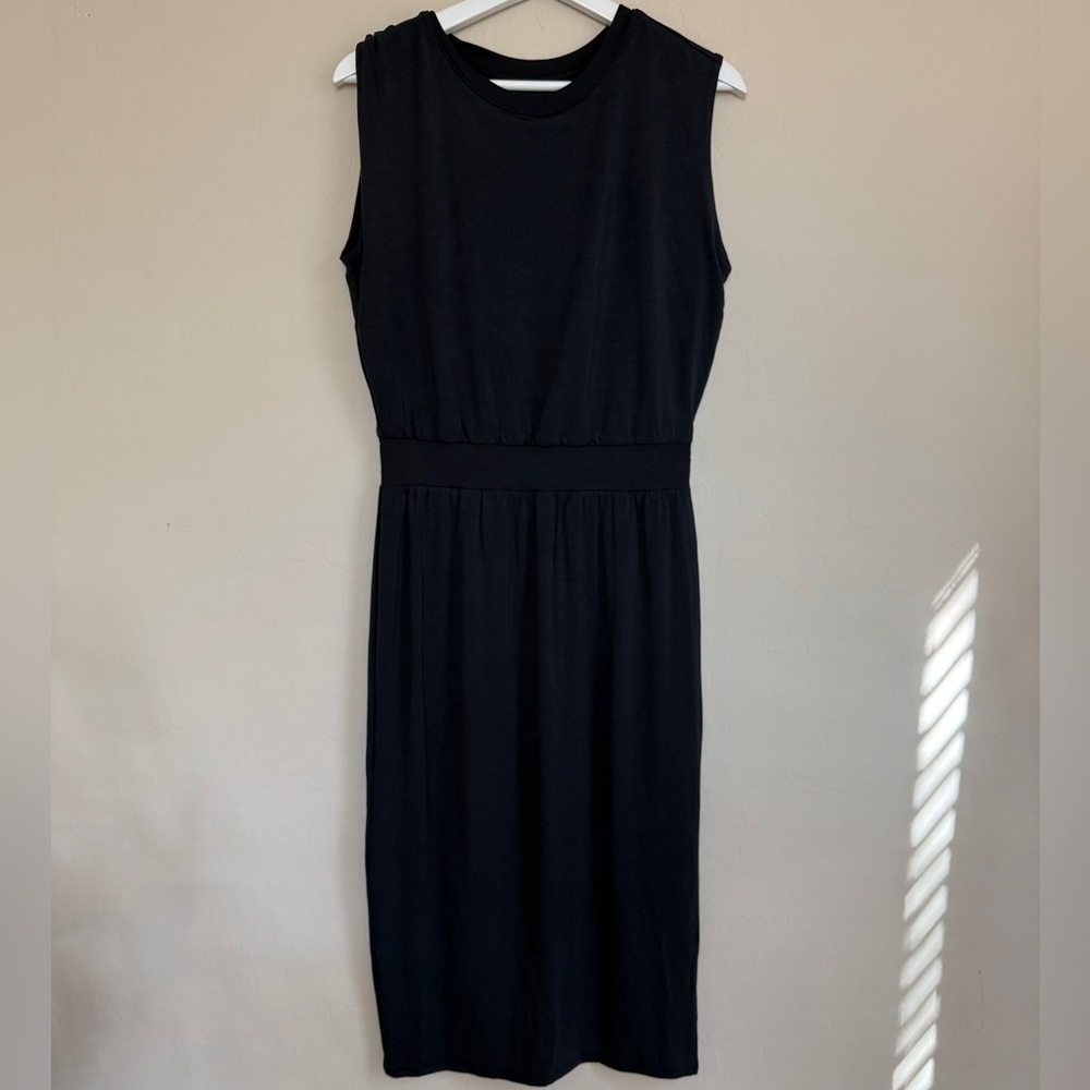 Athleta Santorini Lightweight Travel Cinch Work Dress Casual Black Small - Picture 2 of 10
